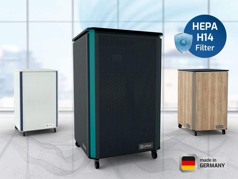 Luftreiniger mit Hepa H14 energiesparend, Filter: in made leise, Germany